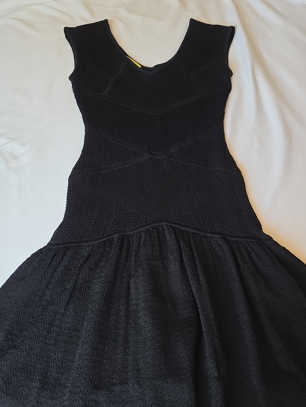 Catherine Malandrino Black Sleeveless Knit Flared Hem Mini Dress